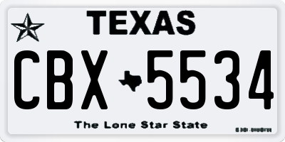 TX license plate CBX5534