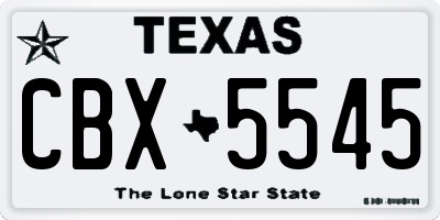 TX license plate CBX5545