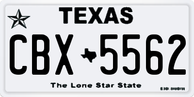 TX license plate CBX5562