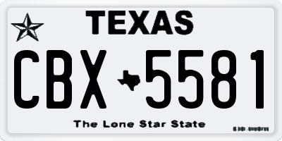 TX license plate CBX5581