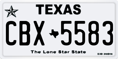 TX license plate CBX5583