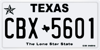 TX license plate CBX5601