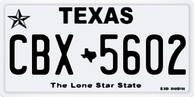 TX license plate CBX5602