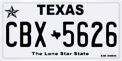 TX license plate CBX5626