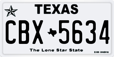 TX license plate CBX5634