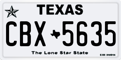TX license plate CBX5635