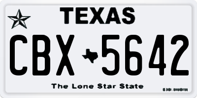 TX license plate CBX5642