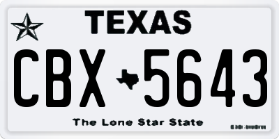 TX license plate CBX5643
