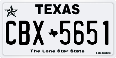 TX license plate CBX5651