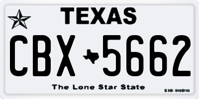 TX license plate CBX5662