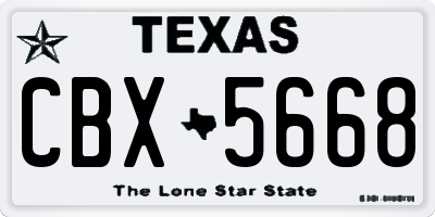 TX license plate CBX5668