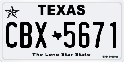 TX license plate CBX5671
