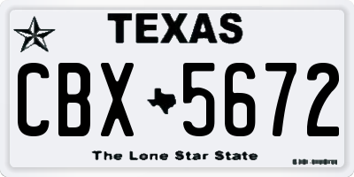 TX license plate CBX5672
