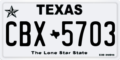 TX license plate CBX5703