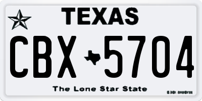 TX license plate CBX5704