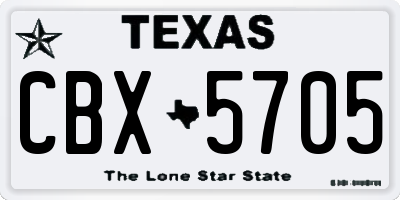 TX license plate CBX5705