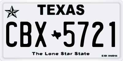 TX license plate CBX5721