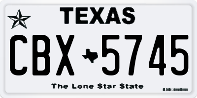 TX license plate CBX5745