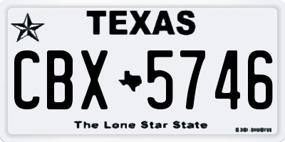 TX license plate CBX5746