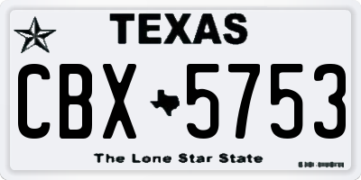 TX license plate CBX5753