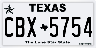 TX license plate CBX5754