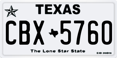 TX license plate CBX5760