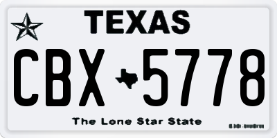 TX license plate CBX5778