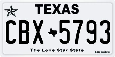 TX license plate CBX5793