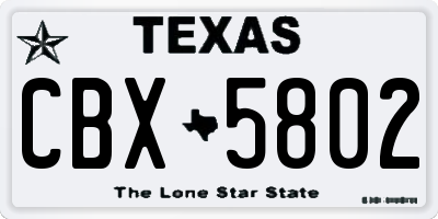TX license plate CBX5802