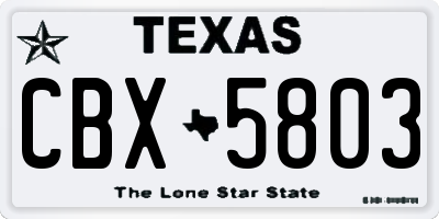 TX license plate CBX5803