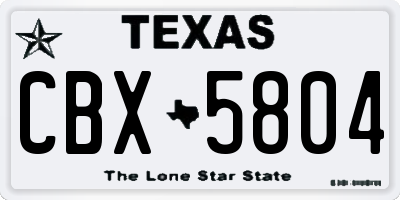 TX license plate CBX5804