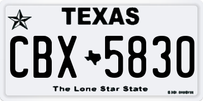 TX license plate CBX5830