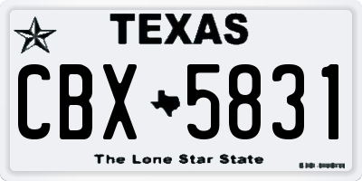TX license plate CBX5831