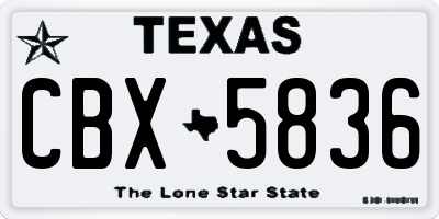 TX license plate CBX5836