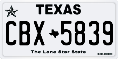 TX license plate CBX5839