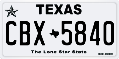 TX license plate CBX5840
