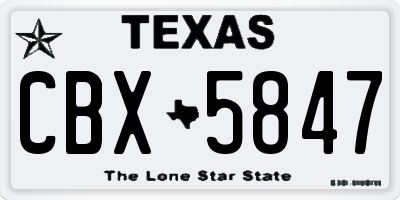 TX license plate CBX5847