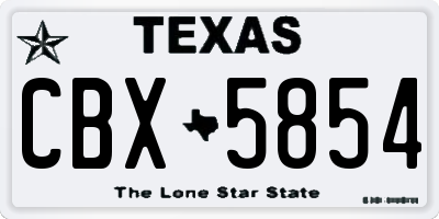 TX license plate CBX5854
