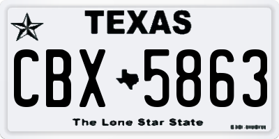 TX license plate CBX5863