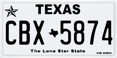 TX license plate CBX5874