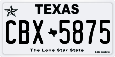 TX license plate CBX5875