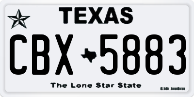 TX license plate CBX5883