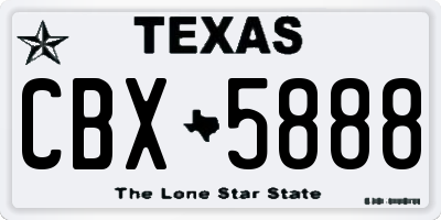 TX license plate CBX5888