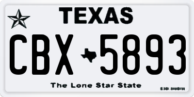 TX license plate CBX5893