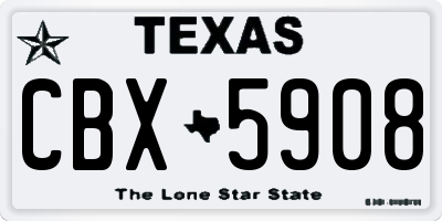 TX license plate CBX5908