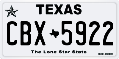 TX license plate CBX5922