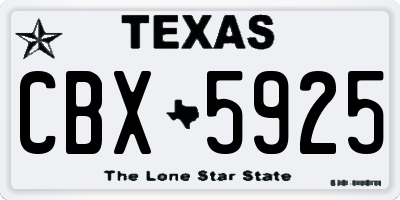 TX license plate CBX5925