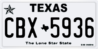 TX license plate CBX5936