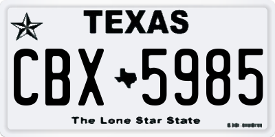 TX license plate CBX5985