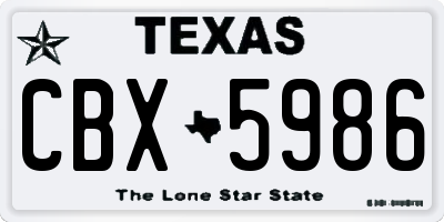 TX license plate CBX5986